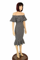 Off Shoulder Ruffled Wiggle Dress - Coquetry Clothing