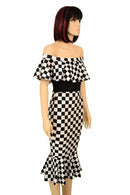Off Shoulder Ruffled Wiggle Dress - Coquetry Clothing