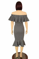 Off Shoulder Ruffled Wiggle Dress - Coquetry Clothing