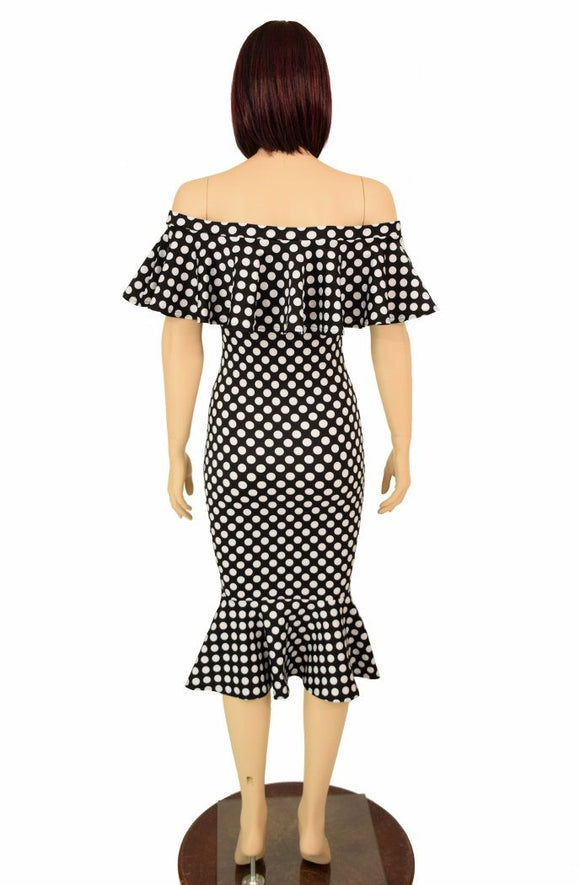 Off Shoulder Ruffled Wiggle Dress - Coquetry Clothing