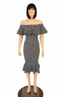 Off Shoulder Ruffled Wiggle Dress - Coquetry Clothing