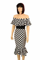 Off Shoulder Ruffled Wiggle Dress - Coquetry Clothing