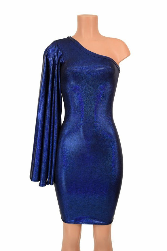 One Shoulder Fan Sleeve Dress - Coquetry Clothing