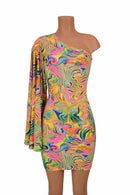 One Shoulder Fan Sleeve Dress - Coquetry Clothing