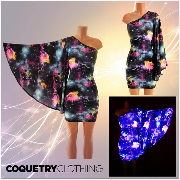 One Shoulder Fan Sleeve Dress - Coquetry Clothing