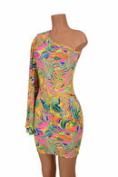 One Shoulder Fan Sleeve Dress - Coquetry Clothing