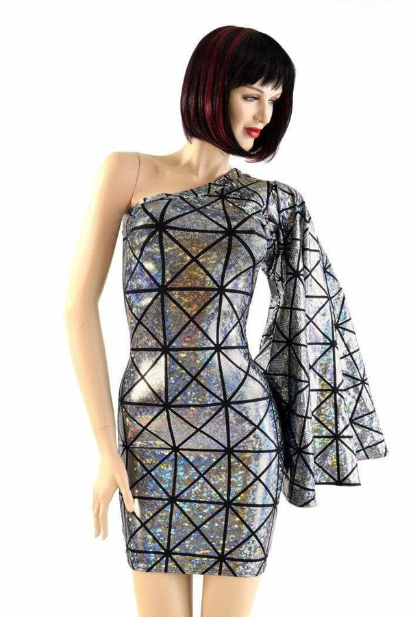 One Shoulder Fan Sleeve Dress - 2