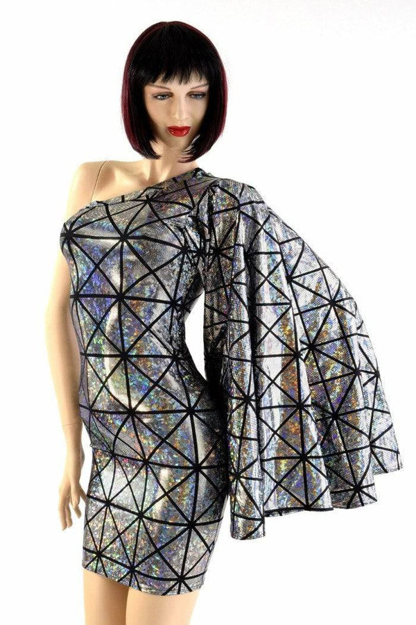 One Shoulder Fan Sleeve Dress - 3