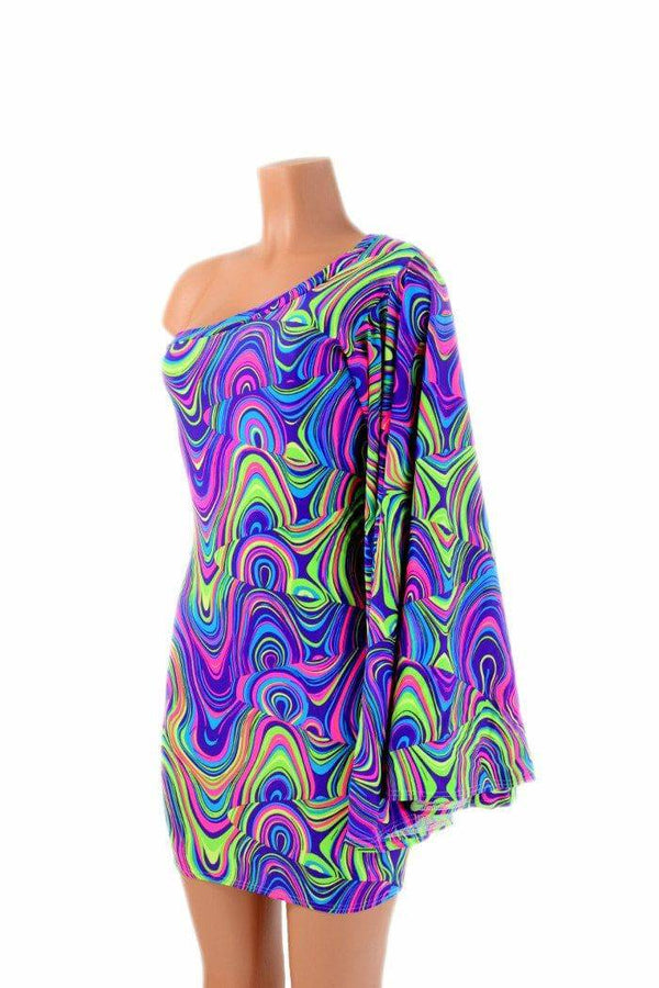 One Shoulder Fan Sleeve Dress - 3