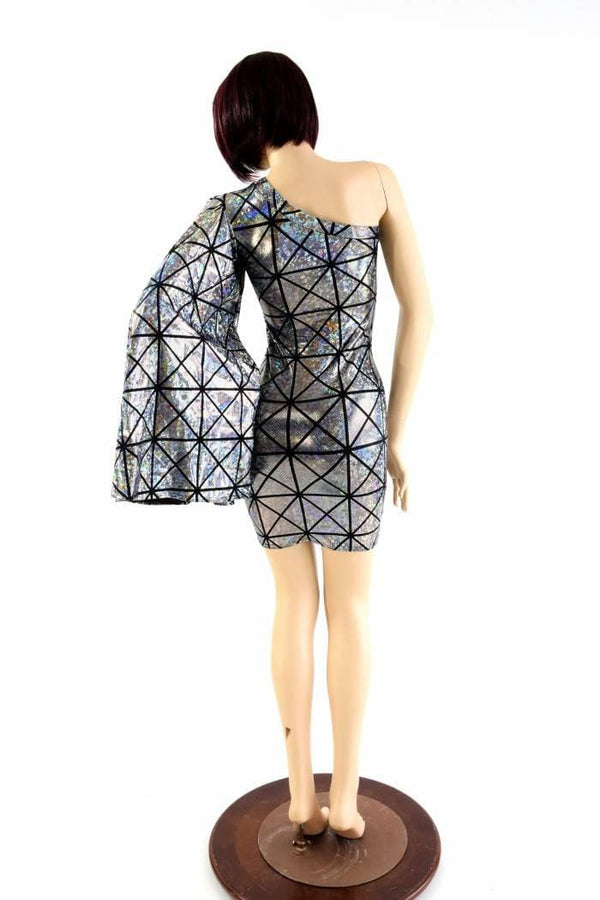 One Shoulder Fan Sleeve Dress - 4