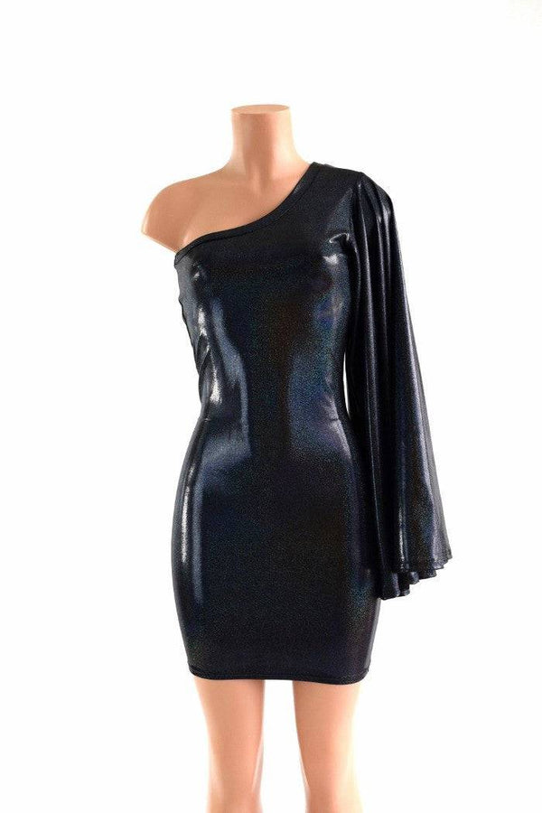 One Shoulder Fan Sleeve Dress - 5