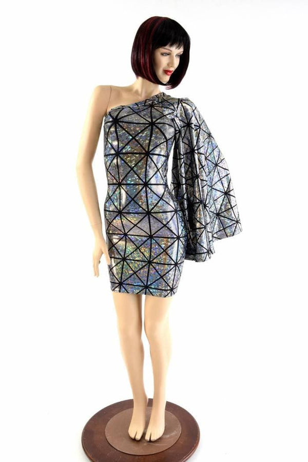 One Shoulder Fan Sleeve Dress - 6