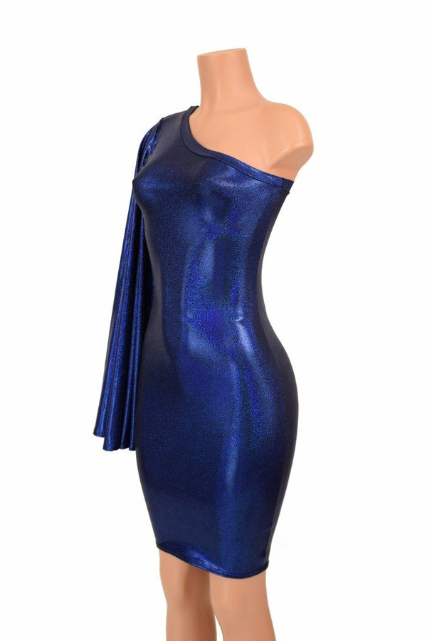 One Shoulder Fan Sleeve Dress - 5