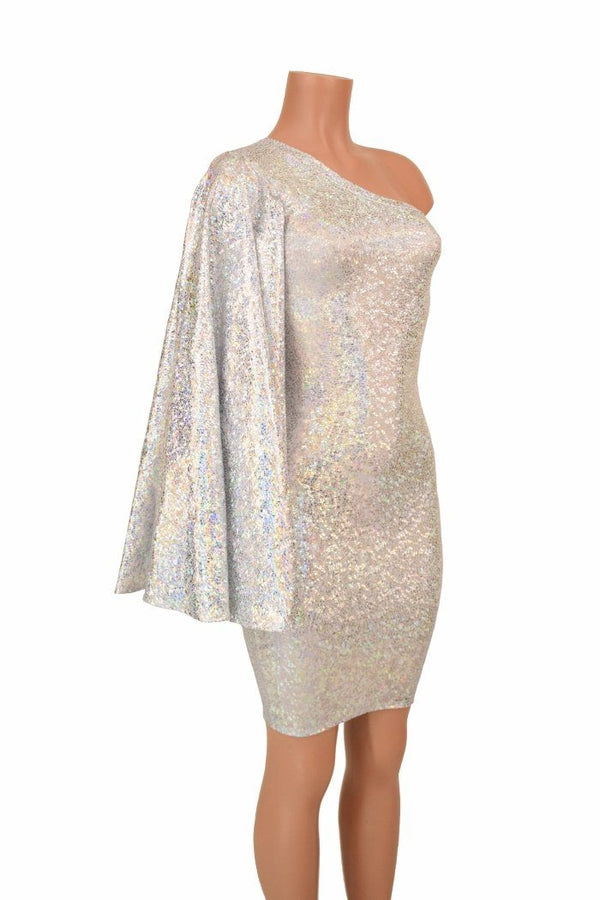 One Shoulder Fan Sleeve Dress - 3