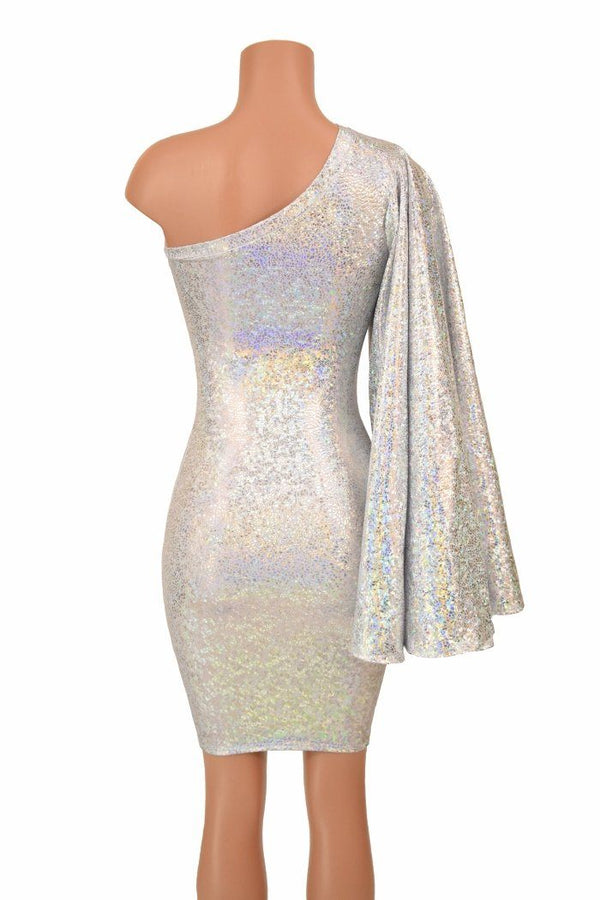 One Shoulder Fan Sleeve Dress - 4