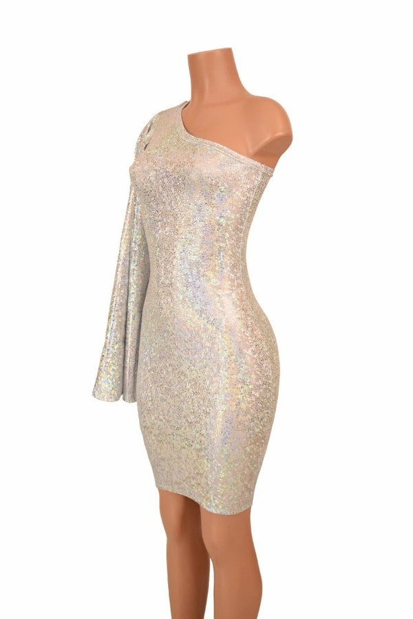 One Shoulder Fan Sleeve Dress - 5