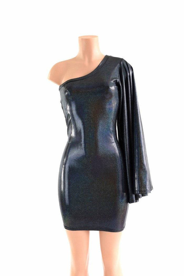 One Shoulder Fan Sleeve Dress - 4