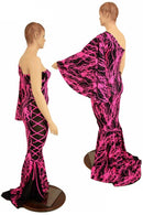 One Shoulder Lace Up Puddle Train Gown - Coquetry Clothing