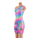One Shoulder Sleeveless Bodycon Dress in UV Glow Cotton Candy - Coquetry Clothing