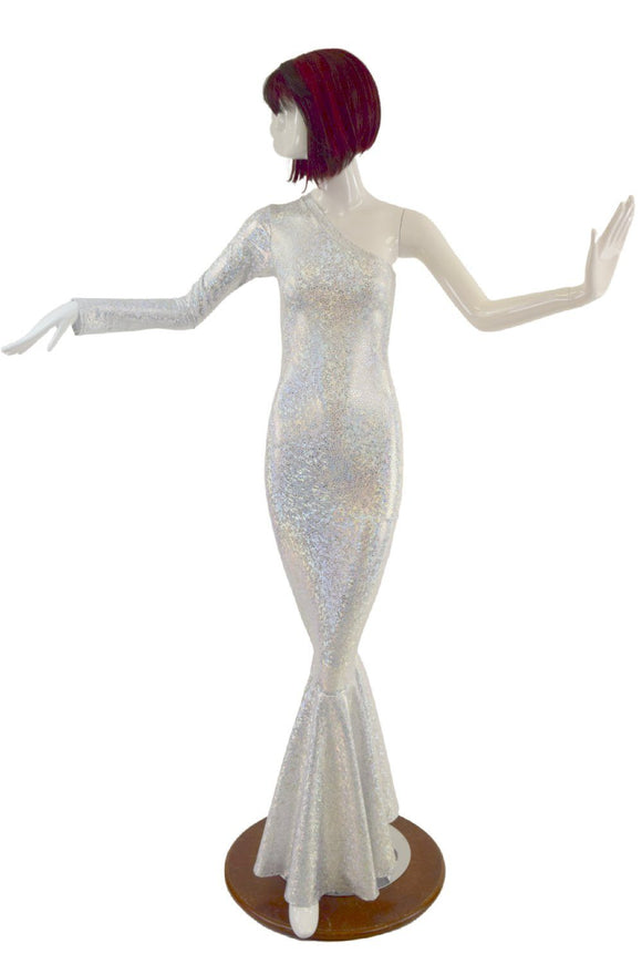 One Shoulder Wiggle Gown with Fishtail Hemline - Coquetry Clothing