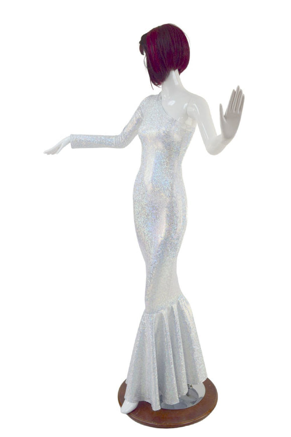 One Shoulder Wiggle Gown with Fishtail Hemline - Coquetry Clothing