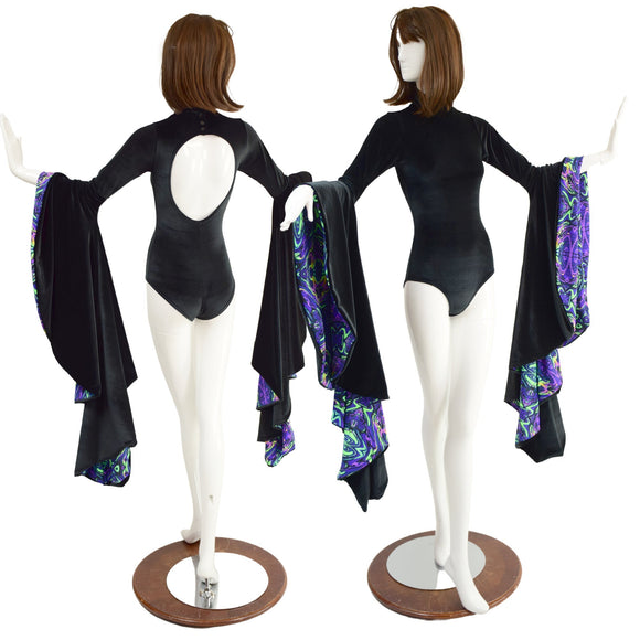Open Back Romper with Sorceress Sleeves - Coquetry Clothing