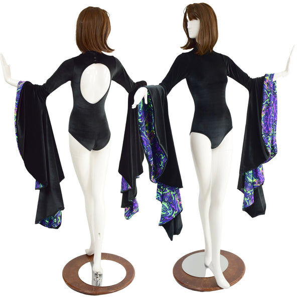 Open Back Romper with Sorceress Sleeves - 1