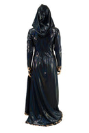 Open Front Breakaway Snap Gown with Reaper Hood and Leopard Trim - Coquetry Clothing