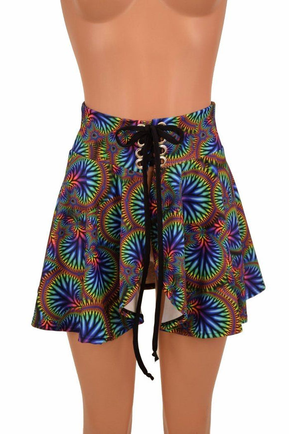 Open Front Lace Up Circle Cut Skirt - Coquetry Clothing