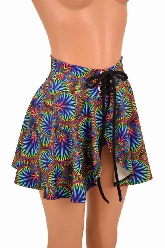Open Front Lace Up Circle Cut Skirt - Coquetry Clothing
