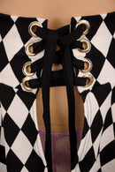 Open Front Lace Up Circle Cut Skirt - Coquetry Clothing