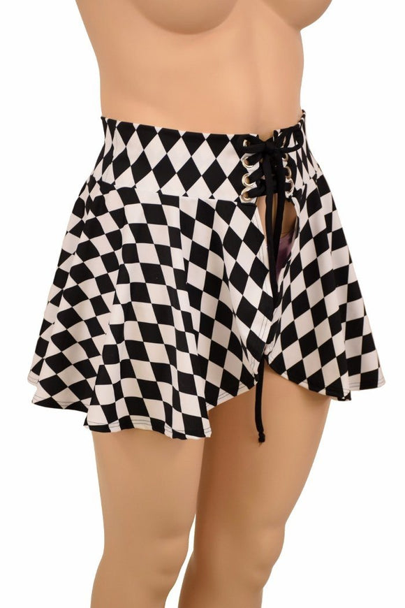 Open Front Lace Up Circle Cut Skirt - Coquetry Clothing