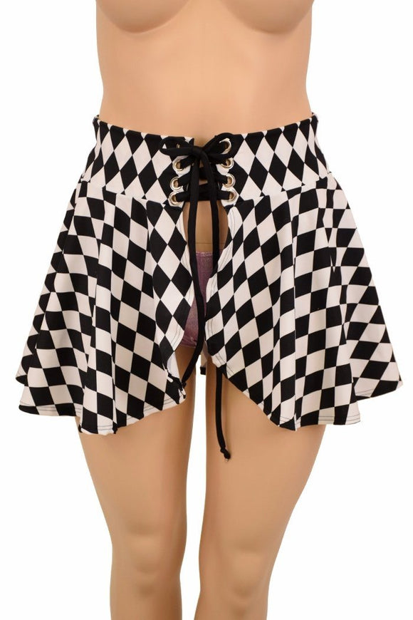 Open Front Lace Up Circle Cut Skirt - Coquetry Clothing