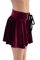Open Front Lace Up Skirt in Burgundy Velvet - Coquetry Clothing