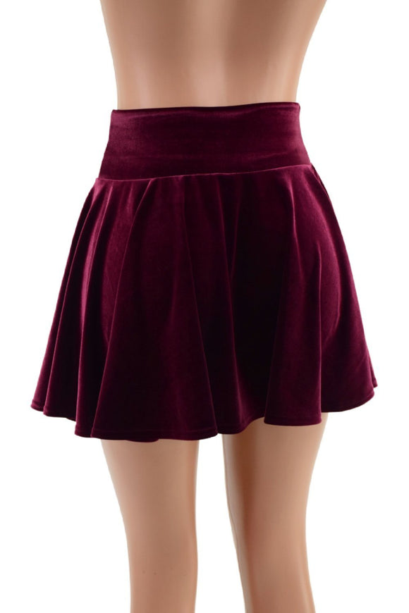 Open Front Lace Up Skirt in Burgundy Velvet - Coquetry Clothing