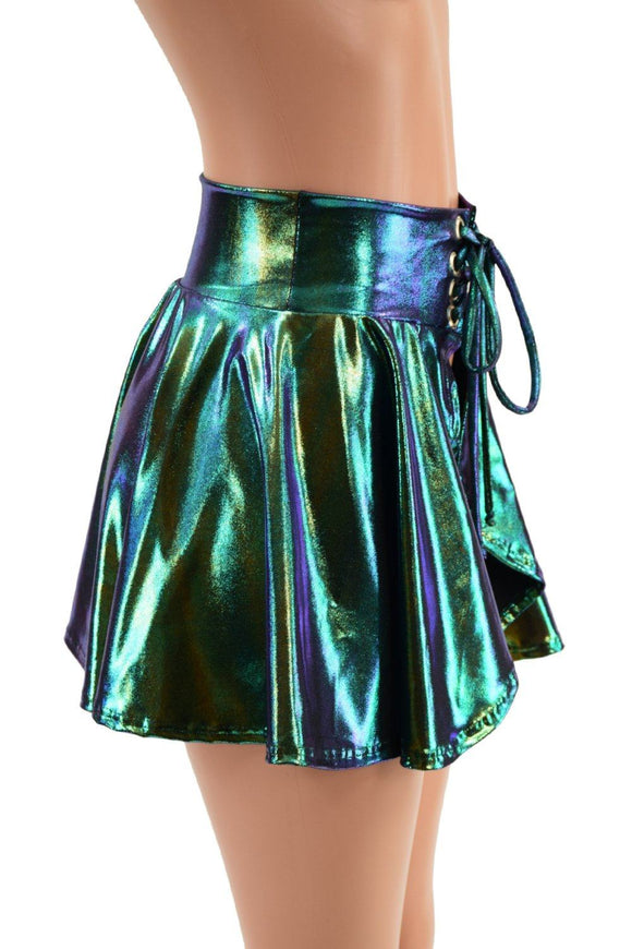 Open Front Lace Up Skirt in Scarab - Coquetry Clothing