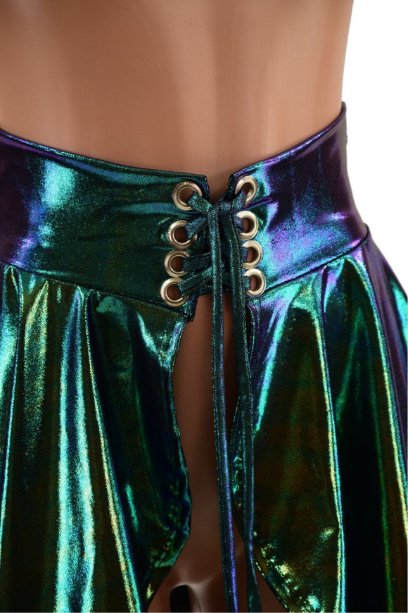 Open Front Lace Up Skirt in Scarab - Coquetry Clothing