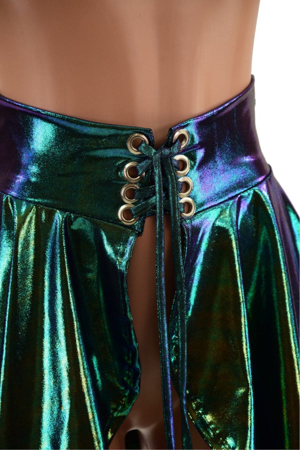 Open Front Lace Up Skirt in Scarab - 2