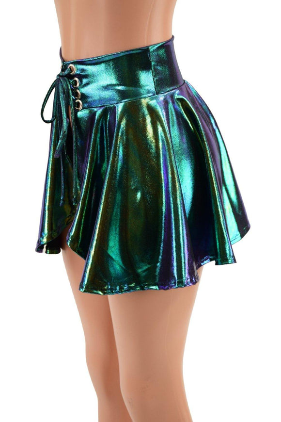 Open Front Lace Up Skirt in Scarab - Coquetry Clothing