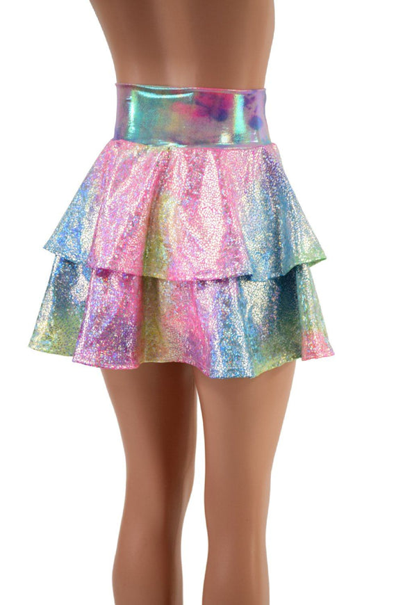 Open Front Lace Up Skirt with Tiered Double Ruffle - Coquetry Clothing