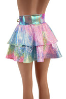 Open Front Lace Up Skirt with Tiered Double Ruffle - Coquetry Clothing