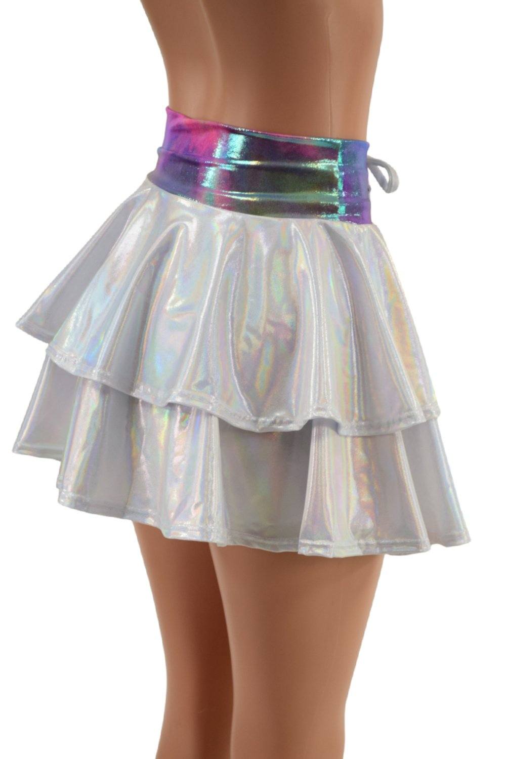 chinese dress ladies Open Front Lace Up Skirt with Tiered Double Ruffle