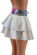 Open Front Lace Up Skirt with Tiered Double Ruffle - Coquetry Clothing