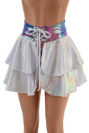 Open Front Lace Up Skirt with Tiered Double Ruffle - Coquetry Clothing
