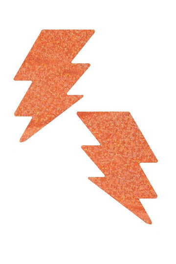 Orange Holographic Bolt Pasties - Coquetry Clothing