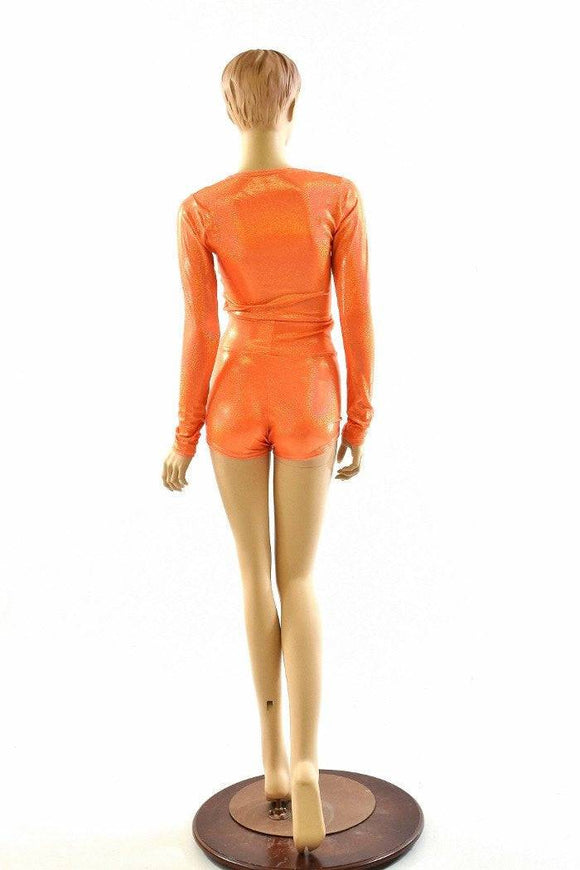 Orange Holographic Crop & Shorts Set - Coquetry Clothing