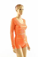 Orange Holographic Crop & Shorts Set - 3