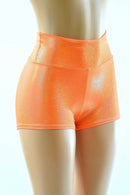 Orange Holographic High Waist Shorts - Coquetry Clothing
