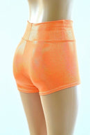 Orange Holographic High Waist Shorts - Coquetry Clothing