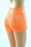 Orange Holographic High Waist Shorts - 4